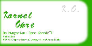 kornel opre business card